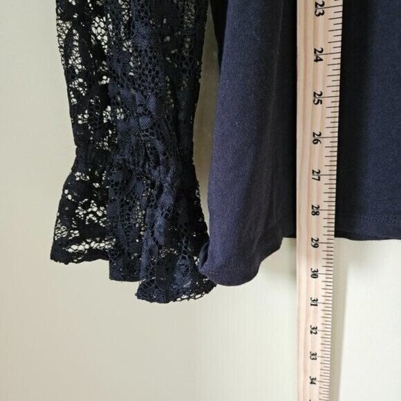 Stella And Dot Top Womens 1X Black LS Lace Ruffles Goth Whimsigoth Witchy Boho - Picture 6 of 12